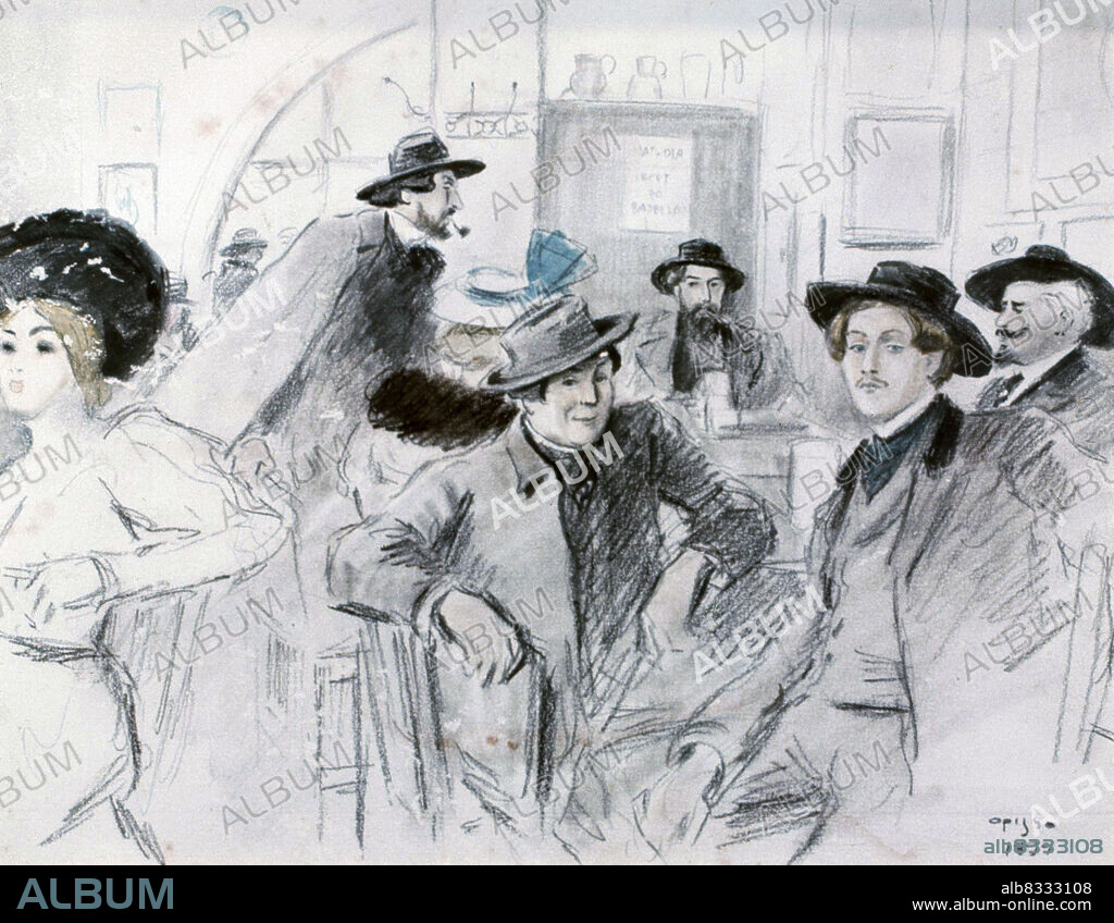 RICARDO OPISSO. PINTOR Y DIBUJANTE ESPAÑOL. TARRAGONA 1880-1960. DIBUJO DEL AÑO 1899 EN EL QUE APARECEN ENTRE OTROS ISIDRO NONELL, RAMON CASAS Y SANTIAGO RUSIÑOL. MUSEO CAU FERRAT. SITGES. ATENCION: AUTOR CONTEMPORANEO SUJETO A COPYRIGHT ©. EL CLIENTE FINAL ES RESPONSABLE DE LA GESTION DE LOS DERECHOS DE AUTOR CON LAS SOCIEDADES EXISTENTES DE GESTION DE DERECHOS O DIRECTAMENTE CON LOS ORGANISMOS TITULARES DE LOS MISMOS.