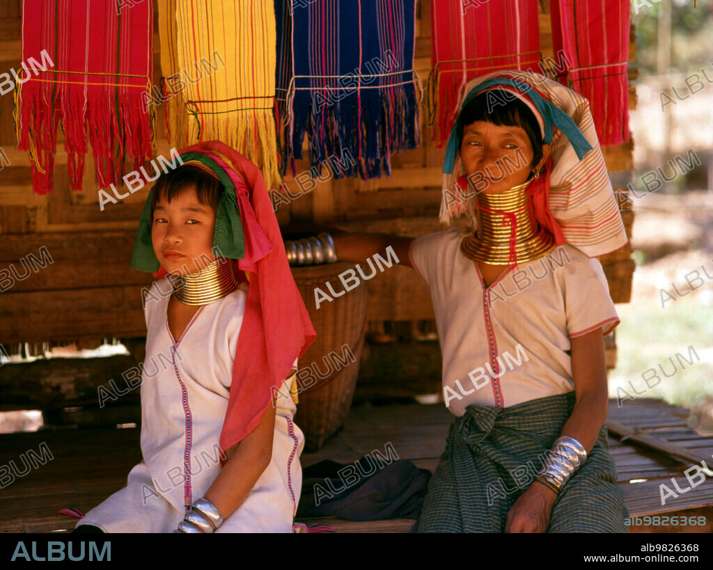 Thailand: Padaung (Long Neck Karen) woman and child, village near Mae Hong Son. The Padaung or Kayan Lahwi or Long Necked Karen are a subgroup of the Kayan, a mix of Lawi, Kayan and several other tribes. Kayan are a subgroup of the Red Karen (Karenni) people, a Tibeto-Burman ethnic minority of Burma (Myanmar).