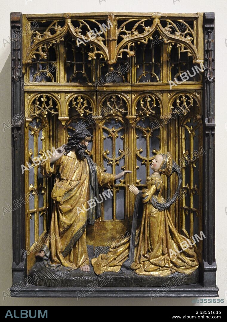 Christ appears to Mary Magdalene (Noli me tangere). Brussels, early 16th century and 19th century ? (shrine). Oak, polychrome. Schnu_tgen Museum. Cologne, Germany.