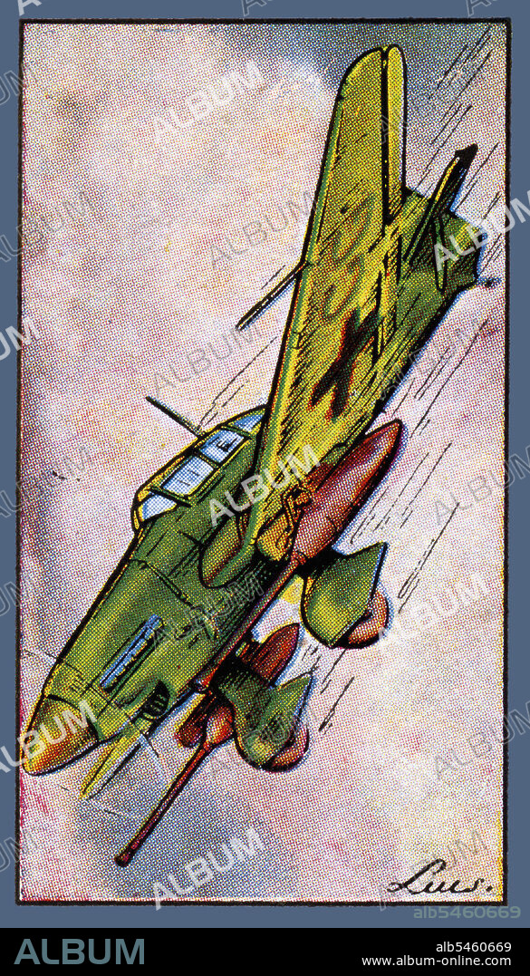 Avión de caza alemán Stuka Junkers JU-87, adaptado para la lucha antitanque durante la Segunda Guerra Mundial.