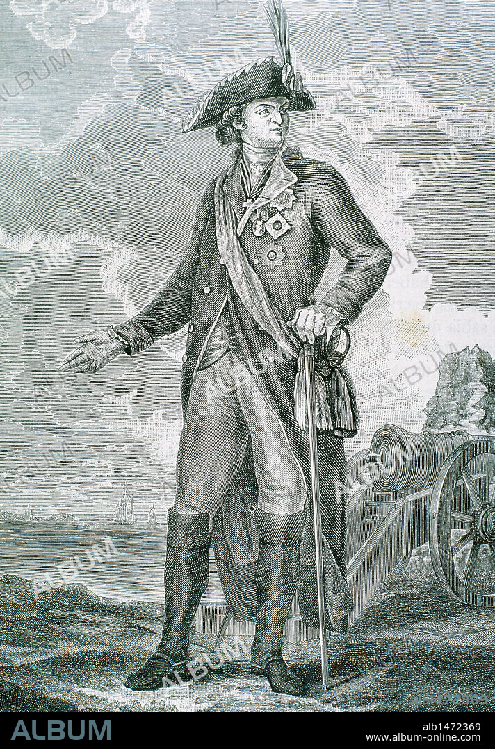 POTEMKIN, Grigorij Aleksandrovic (Cizevo,1739-Nikolajev, 1791). Militar y político ruso. Tras haber participado en el golpe de Estado que dió el poder a Catalina II (1762), se distinguió en la primera guerra contra Turquía (1768-74). Obtuvo los cargos de comandante en jefe y gobernador general de Ucrania. Disfrutó hasta su muerte del favor político de la reina, de quien fue amante. Grabado.