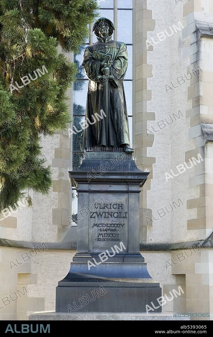 Statue of Ulrich Zwingli, the reformer of Zurich, Zurich, Switzerland, Europe.
