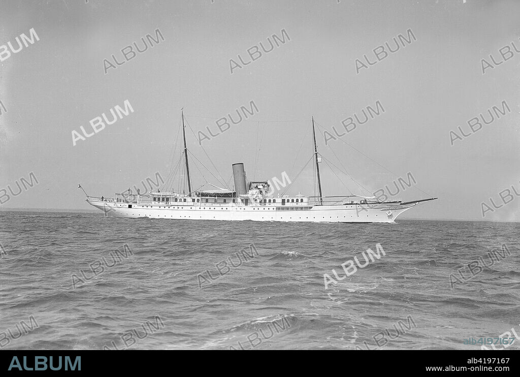 The steam yacht 'Glencairn', 1912. 'Liberty' was designed by G L Watson & Co and launched by Ramage & Ferguson Ltd at Leith on 5 December 1907. She was built for Joseph Pulitzer. She served as a Royal Navy hospital ship during World War I.