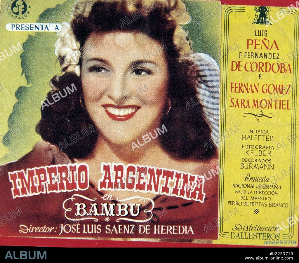 PELICULA : BAMBU , 1945. DIRECTOR , JOSE LUIS SAENZ DE HEREDIA. ACTORES , IMPERIO ARGENTINA. IMPERIO ARGENTINA. MAGDALENA NILE DEL RIO. CANTANTE Y ACTRIZ ESPAÑOLA. BUENOS AIRE 1908.