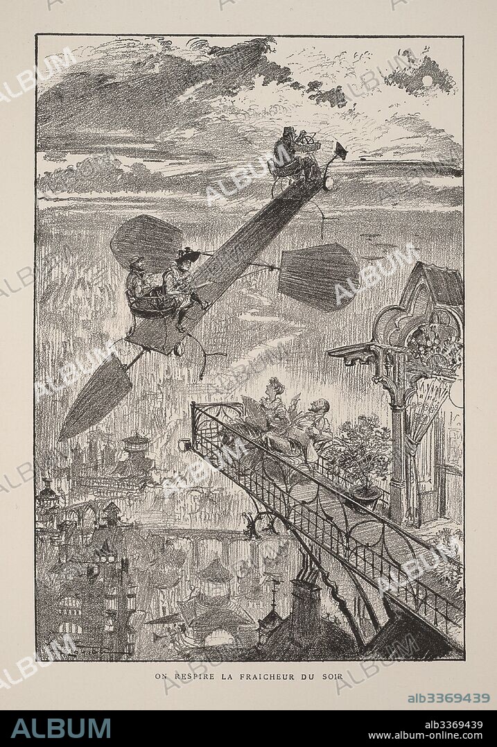 ALBERT ROBIDA. Illustration for "Le vingtième siècle: La vie électrique".