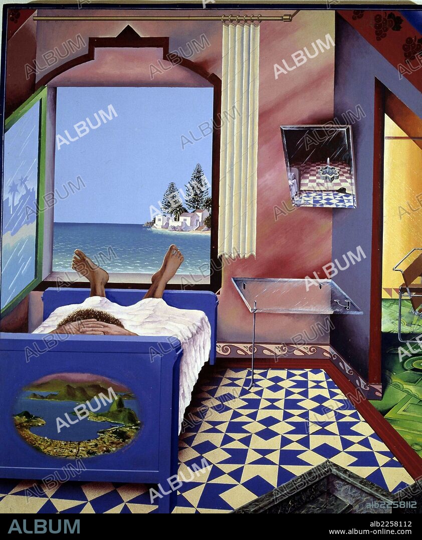 GUILLERMO PEREZ VILLALTA. PEREZ VILLALTA , GUILLERMO. PINTOR ESPAÑOL. TARIFA 1942 -. " AUTORRETRATO POR LA MAÑANA ".