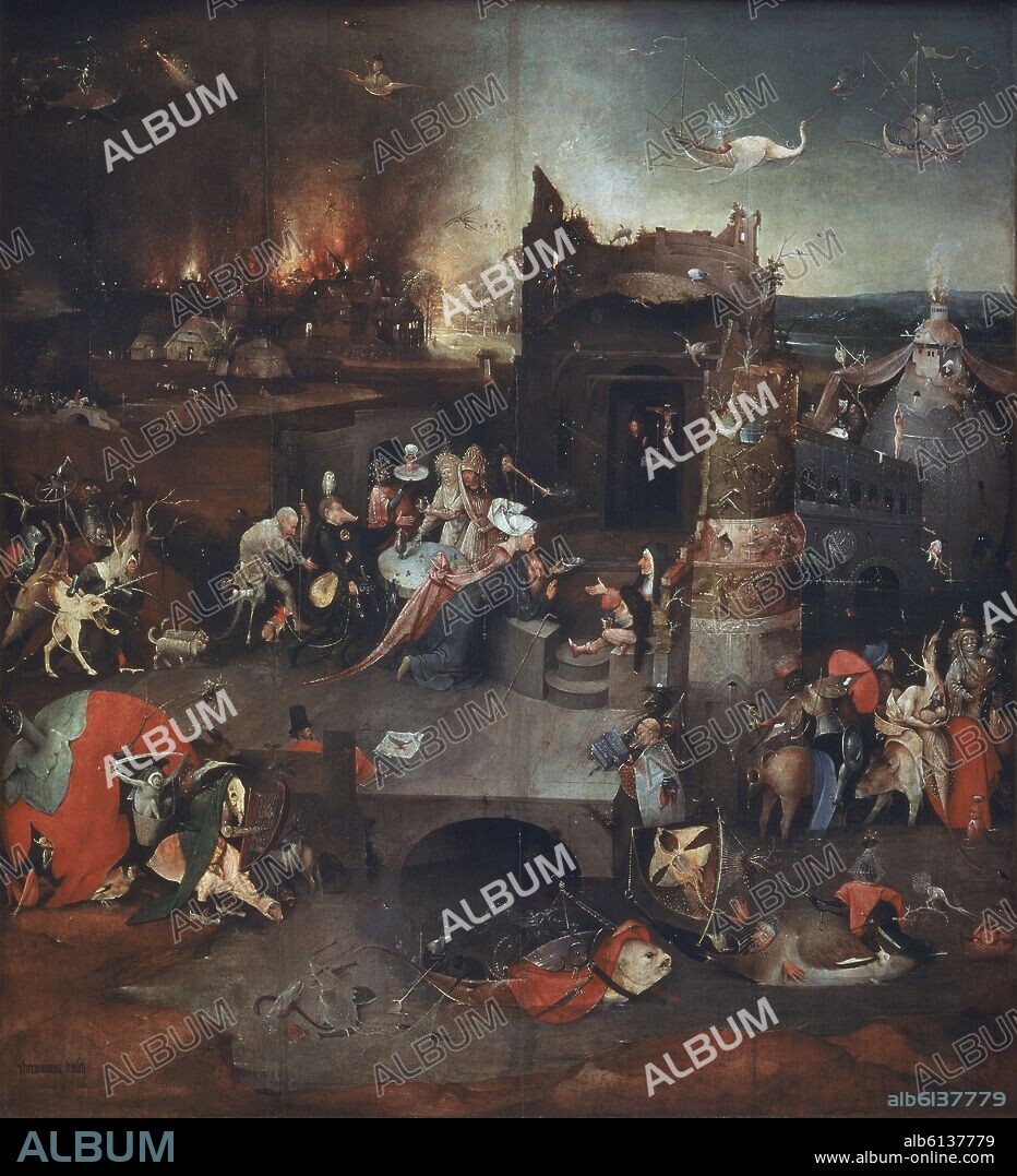 JHERONIMUS VAN AKEN-EL BOSCO-J. BOSCH. TRIPTICO DE LAS TENTACIONES DE SAN ANTONIO - CENTRO - 1505/1506 - O/T 131x119 - PINTURA FLAMENCA.