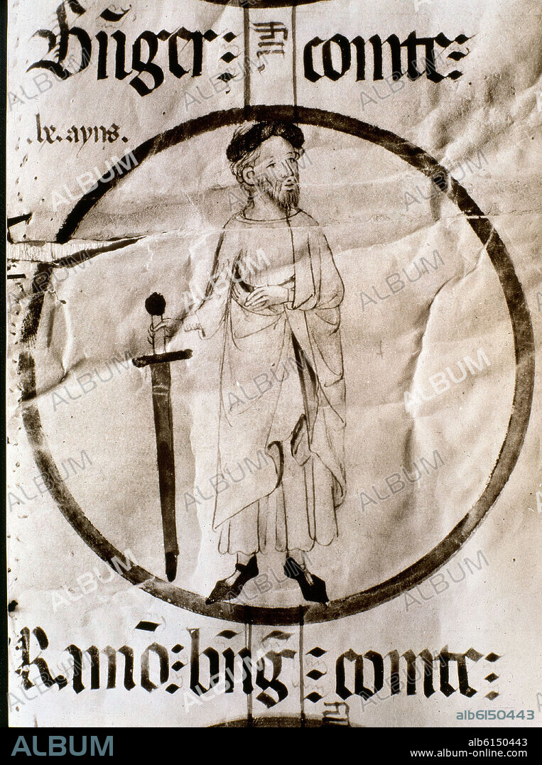 RAMON BERENGUER I "EL CURVO" HIJO DE ERMESINDA - CONDE DE BARCELONA (1005-1035) - MANUSCRITO DE POBLET.