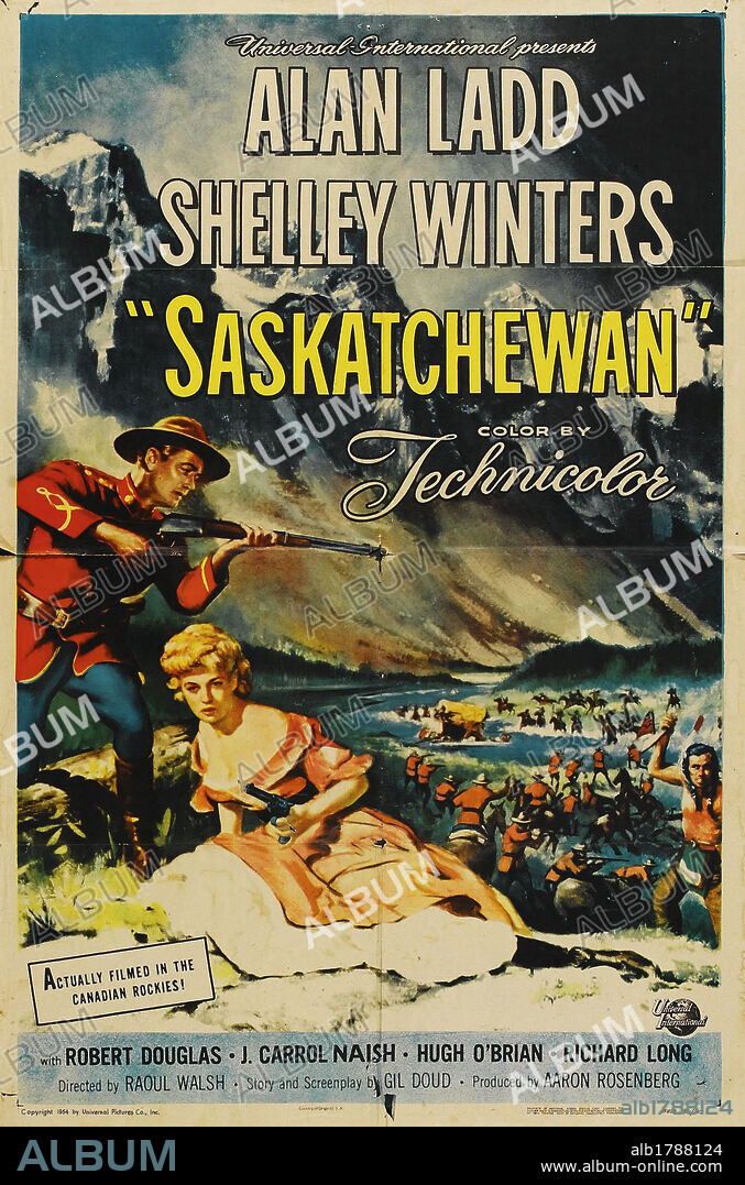 Poster of SASKATCHEWAN, 1954, directed by RAOUL WALSH. Copyright UNIVERSAL INTERNATIONAL.