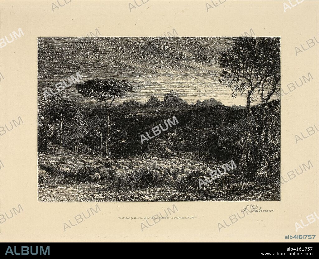 Early Morning. Samuel Palmer; English, 1805-1881. Date: 1880. Dimensions: 118 × 175 mm (image); 170 × 230 mm (plate); 336 × 470 mm (sheet). Etching in black on paper. Origin: England.