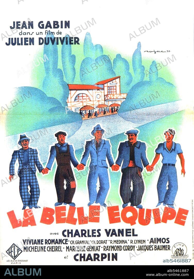 Poster of LA BELLE EQUIPE, 1936, directed by JULIEN DUVIVIER. Copyright Ciné-Arys.