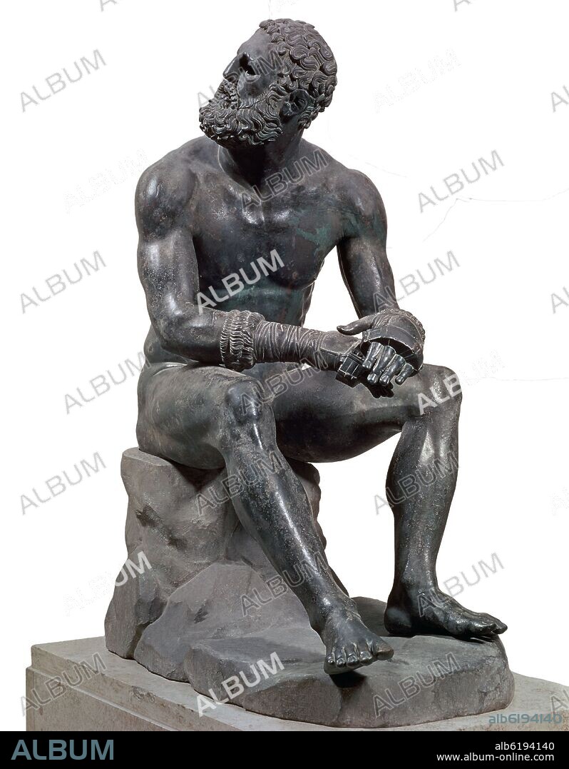 APOLONIO DE TRALLE. PUGIL EN REPOSO - SIGLO I AC - BRONCE - ESCULTURA HELENISTICA.