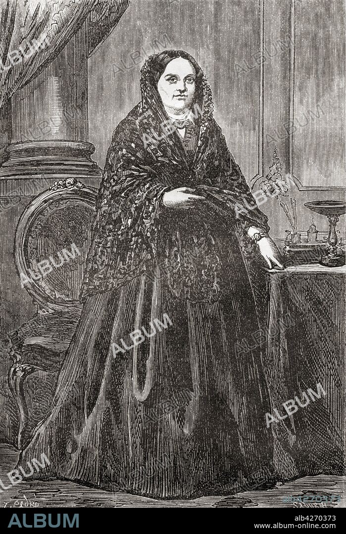 Princess Maria Christina of the Two Sicilies,  1806 – 1878 Queen consort of Spain as the wife of Ferdinand VII and Regent of Spain as the mother of Isabella II,  Queen of Spain From Historia de los Crimenes del Despotismo,  published 1870.