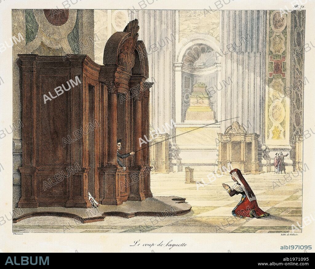 The wand in St Peter's Basilica, 1823, by Antoine Jean-Baptiste Thomas (1791-1834), an illustration taken from a Rome et dans ses environs (Rome and the surrounding area).