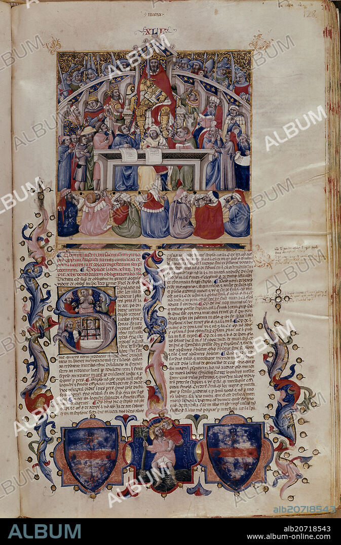 SAXOFERRATO BARTOLUS. COMENTARIOS SOBRE LOS CODICES-T II- JUSTINIANO DICTANDO SUS LEYES- LETRA CAPITURLAR STA AGEDA.