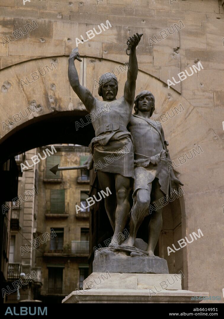 MEDARDO SANMARTI AGUILO (1856-1891). MONUMENTO A INDIBIL Y MANDONIO - 1884 - FOTO AÑOS 70.