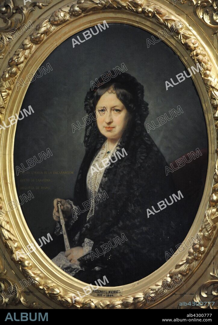 Federico de Madrazo y Kuntz (1815-1894). Pintor español. María Encarnación Cueto de Saavedra, Duquesa de Rivas, 1878. Óleo sobre lienzo, 102 X 81,40 cm. Museo del Romanticismo. Madrid. España.