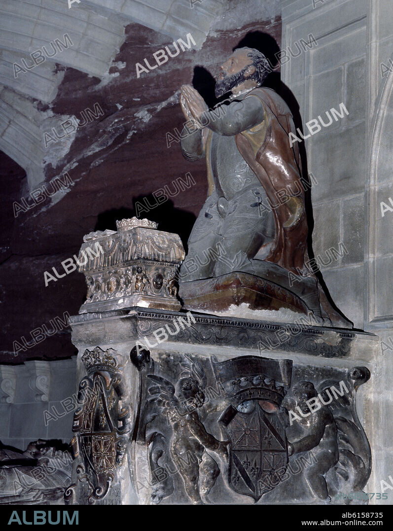 ESTATUA DE GARCIA IV SANCHO III DE NAVARRA LLAMADO EL DE "NAJERA" REY DE PAMPLONA DESDE EL 1035/54 EN EL PANTEON REAL - SIGLO XVI - RE.
