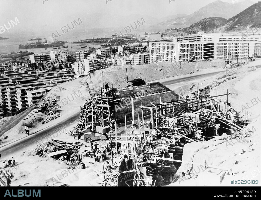 Road construction site. kowloon. hong kong. 1960.