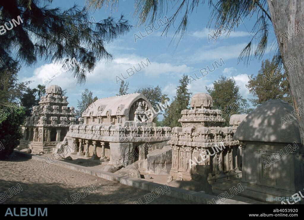 Five Rathas, Mahabalipuram, Tamil Nadu, India. Mahabalipuram (also known as Mamallapuram) is a city founded in the 7th century by the southern Indian Pallava dynasty. It is believed to have been named for the Pallava king Mamalla, who ruled from 630-668. The city contains numerous Hindu temples, rathas and other monuments and has been designated a World Heritage Site by UNESCO.