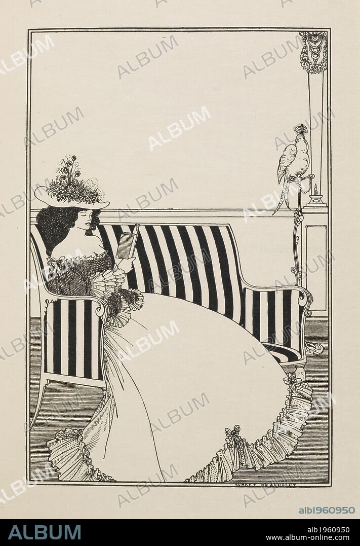AUBREY VINCENT BEARDSLEY and AUBREY BEARDSLEY. A catalogue cover. A Second Book of Fifty Drawings.. L. Smithers & Co.: London, 1899. Source: K.T.C.37.b.16, page 139. Language: English.