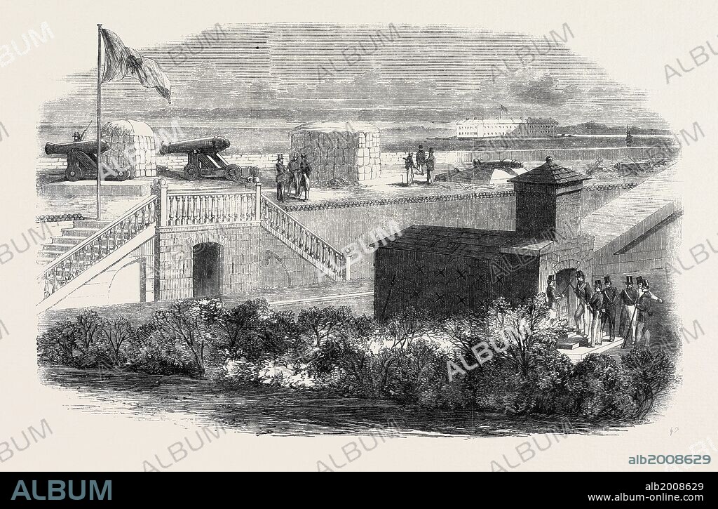 FORT MOULTRIE, IN CHARLESTON HARBOUR, SOUTH CAROLINA: THE SECESSION FLAG FLYING, 1861.