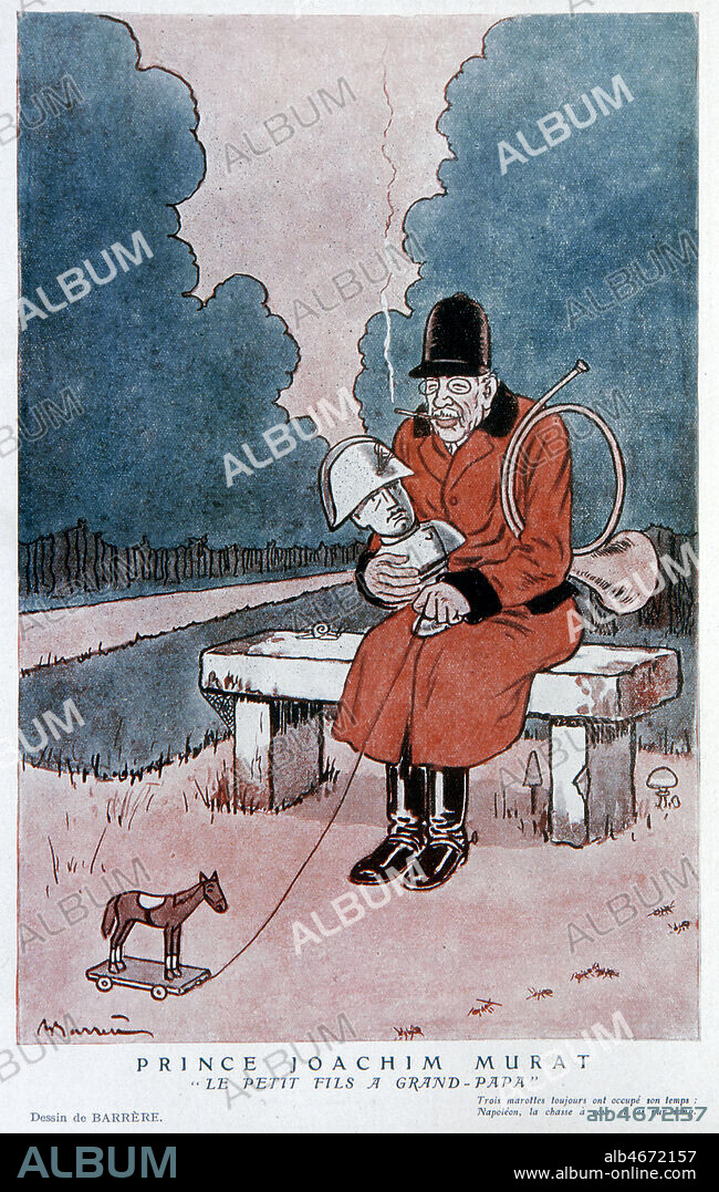Prince JOACHIM MURAT (1856-1932) Le petit fils a grand-papa. Illustration de Adrien BARRERE (1877-1931) pour Fantasio de 1927. Credit : Collection KHARBINE-TAPABOR.