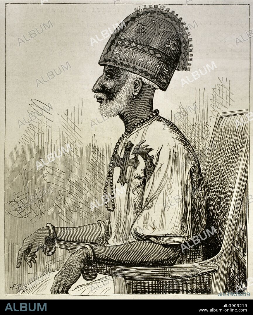 Africa. British expedition to the Congo region. Portrait of the King Plenti, from Congo. Engraving. La Ilustracion Espa–ola y Americana, February 8, 1876.