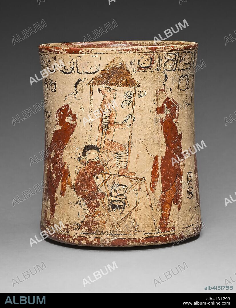 Vessel Depicting a Sacrificial Ceremony for a Royal Accession. Late Classic Maya; Mexico or Guatemala. Date: 650 AD-800 AD. Dimensions: H. 19.7 cm (7 3/4 in.). Ceramic and pigment. Origin: Mexico.