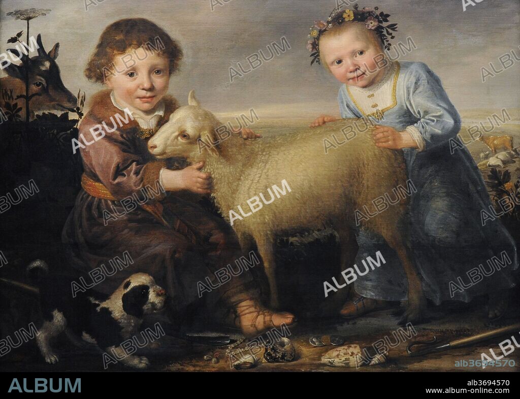 Jacob Gerritsz. Cuyp (1594-1651/1652). Pintor barroco holandés. Dos niños con un cordero. Museo Wallraf-Richartz. Colonia. Alemania.