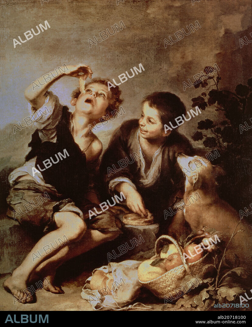 BARTOLOMÉ ESTEBAN MURILLO. Children Eating a Pie - 1670/75 - 123x102 cm - oil on canvas - Spanish Baroque.