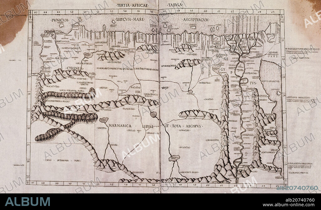 CLAUDIO TOLOMEO (100-170) CLAUDIO PTOLOMEO. MAPA DE LIBIA Y EGIPTO.