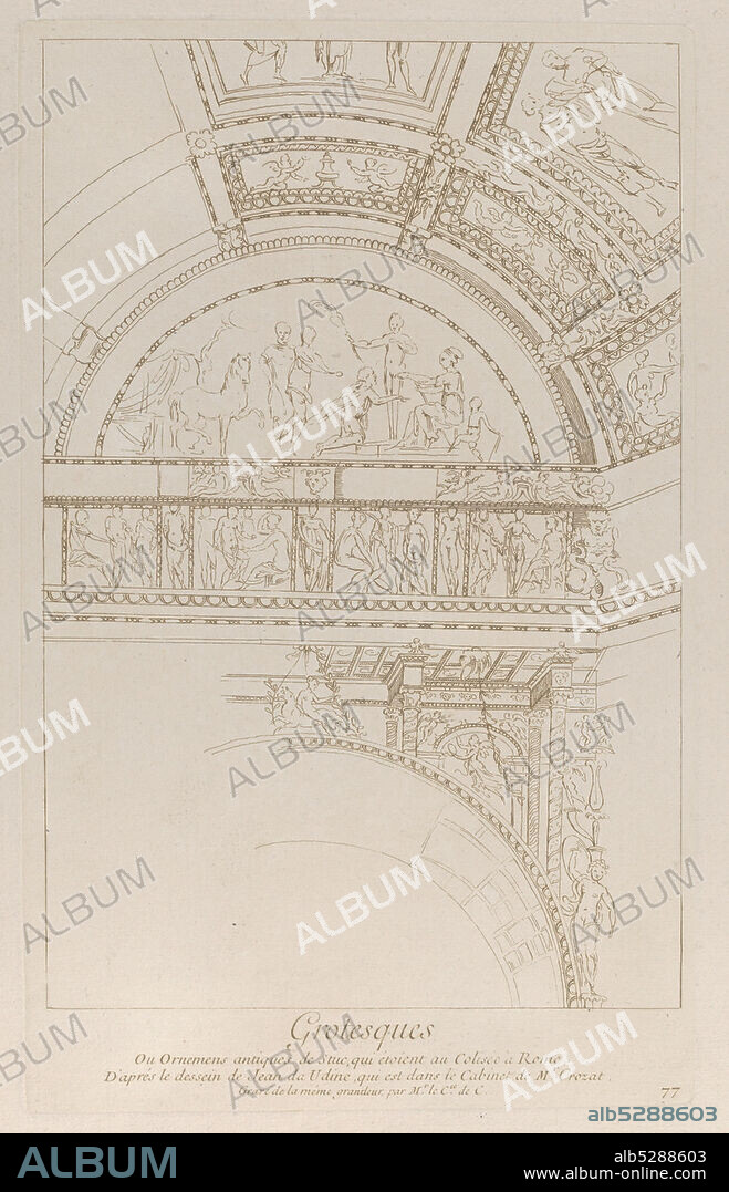 ANNE-CLAUDE-PHILIPPE DE CAYLUS. Grotesques: detail of the stucco reliefs decorating the Colosseum in Rome, ca. 1729.