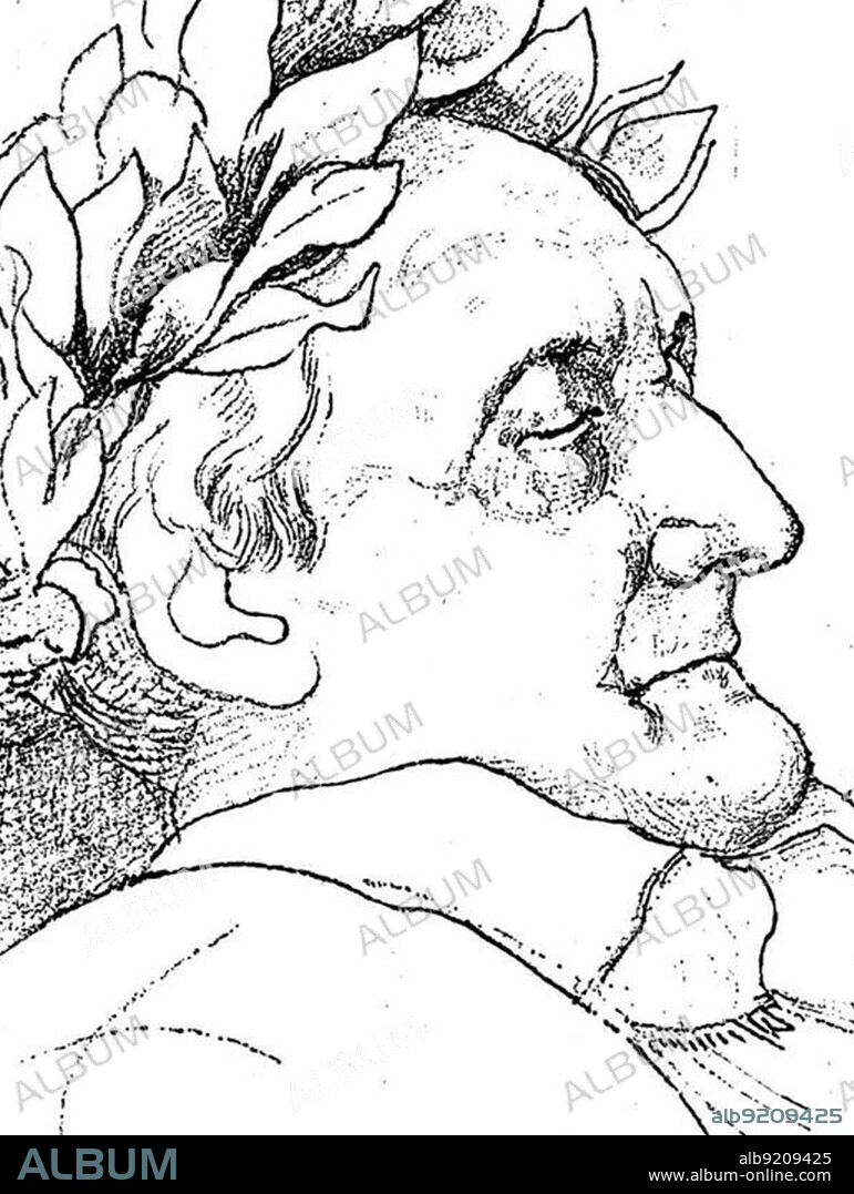Johann Wolfgang von Goethe, 28 August 1749, 22 March 1832, was a German writer and statesman, Drawn by Friedrich Preller, one day after his death, historical image or illustration, published 1890, digitally improved, 28 August 1749, 22 March 1832, was a German writer and statesman, Drawn by Friedrich Preller, one day after his death, historical image or illustration, published 1890, digitally improved.