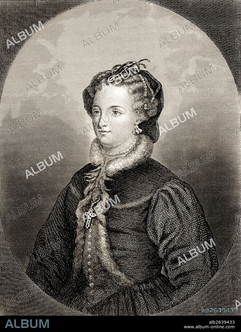 María Estuardo (1542-1587) María I de Escocia, reina desde 1542 a 1567. Grabado de 1866.