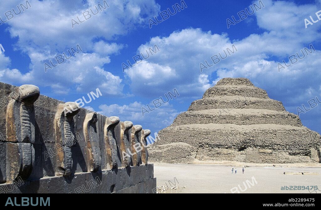 Step Pyramid of Djoser, Saqqara Necropolis, Memphis (Unesco World Heritage List, 1979), Egypt. Egyptian civilisation, Old Kingdom, Dynasty III.