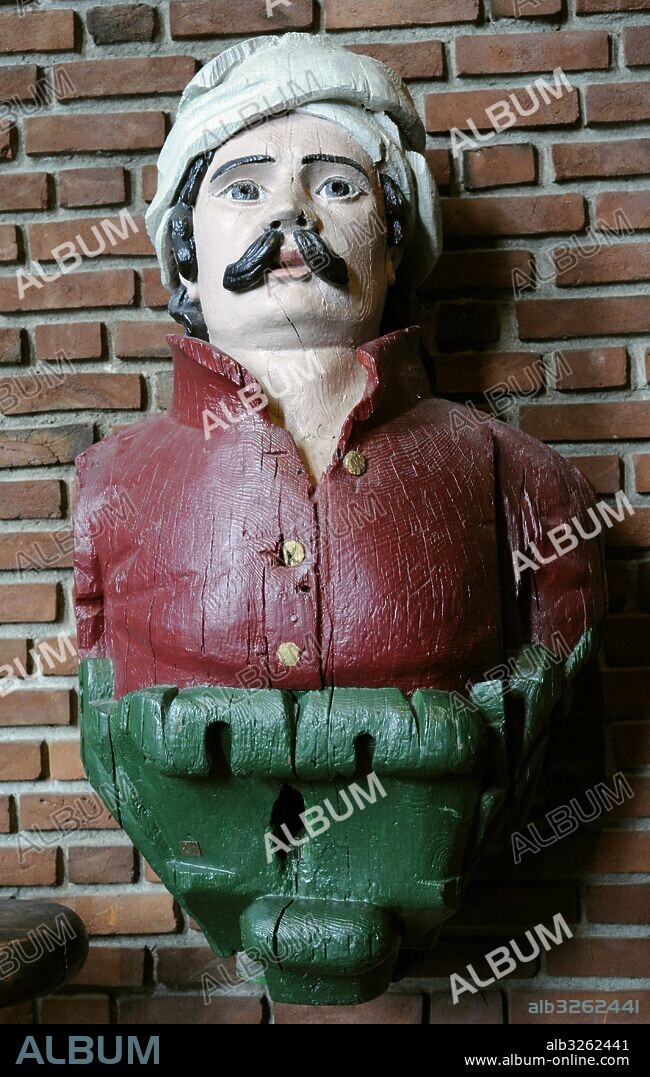 Mascarón de proa del barco "Garibaldi". Construido en Son, Noruega en 1840 y desguazado en 1899. Museo Marítimo. Oslo. Noruega.