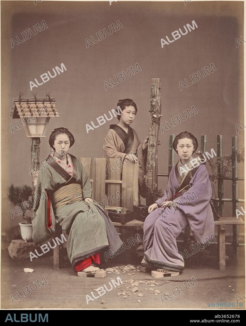 [Japanese Women in Traditional Dress]. Artist: Suzuki Shin'ichi (Japanese, 1835-1919). Dimensions: 25.2 x 20 cm (9 15/16 x 7 7/8 in.). Date: 1870s.