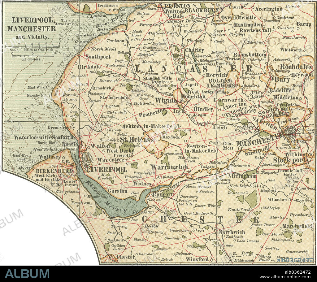 Map of Liverpool, Manchester.