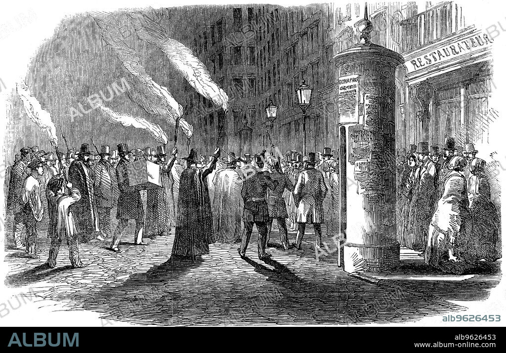 The July Revolution, France, 1848: election of the President of the Republic, December, 1848. Taking the ballot boxes to the Hotel de Ville, Paris.