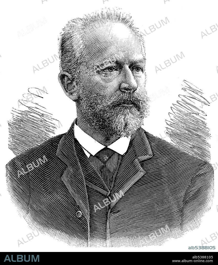 Historic drawing, portrait of Pjotr Iljitsch Tschaikowski, also known as Peter Tschaikowski, 1840 - 1893, a Russian composer.
