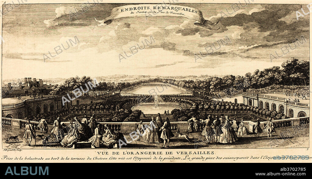 JEAN-BAPTISTE RIGAUD. Vue de l'Orangerie de Versailles. Medium: etching and engraving.