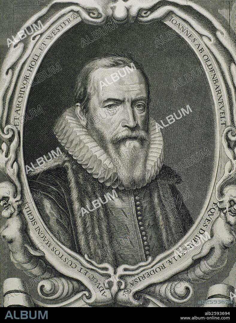 Johan van Oldenbarnevelt (1547Ð1619), Lord of Berkel en Rodenrijs (1600), Gunterstein (1611) and Bakkum (1613). Dutch statesman who played an important role in the Dutch struggle for independence from Spain. Portrait. Engraving.