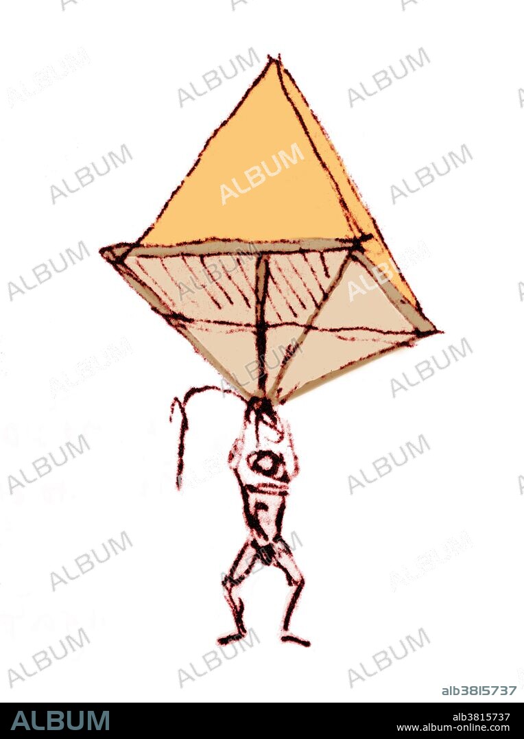 The earliest evidence for the parachute dates back to the Renaissance period. The oldest parachute design appears in an anonymous manuscript from 1470s Renaissance Italy, showing a free-hanging man clutching a cross bar frame attached to a conical canopy. Shortly after, a more sophisticated parachute was sketched by the polymath Leonardo da Vinci in his Codex Atlanticus, 1485. Da Vinci's scale of the parachute is in a more favorable proportion to the weight of the jumper. His canopy was held open by a square wooden frame, which alters the shape of the parachute from conical to pyramidal. According to the historian of technology Lynn White, these conical and pyramidal designs, much more elaborate than early artistic jumps with rigid parasols in Asia, mark the origin of "the parachute as we know it.".