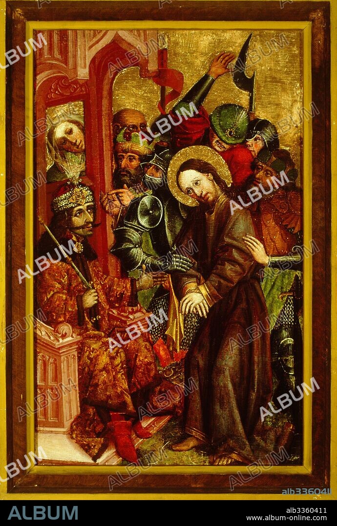 MASTER OF VELENJE PANELS. Christ before Pilate (Vlad III as Pontius Pilate).