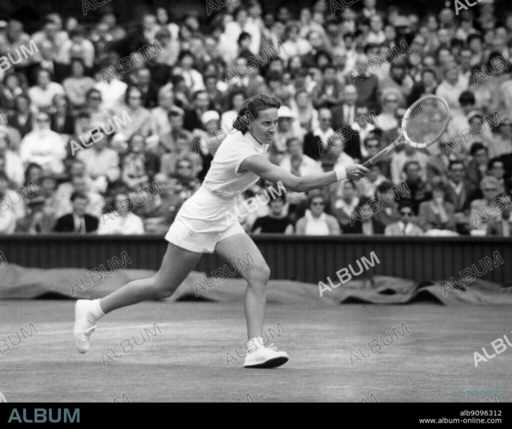 Wimbledon 1961 - Christine Truman (GB) v. Angela Mortimer (GB) (seen here) - 8th July 1061. ©TopFoto.