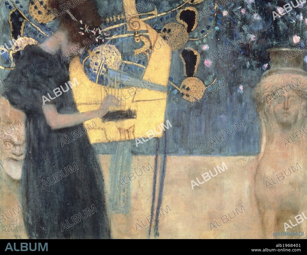 Music (Die Musik), 1895, by Gustav Klimt (1862-1918), cartoon for the Stoclet Frieze, 37x44 cm.