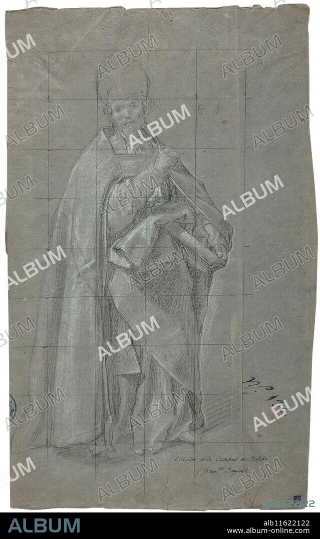 FRANCISCO BAYEU Y SUBIAS. Francisco Bayeu y Subías / 'San Julián'. 1783. Clarión, Lápiz negro, Cuadriculado sobre papel agrisado, 450 x 270 mm.