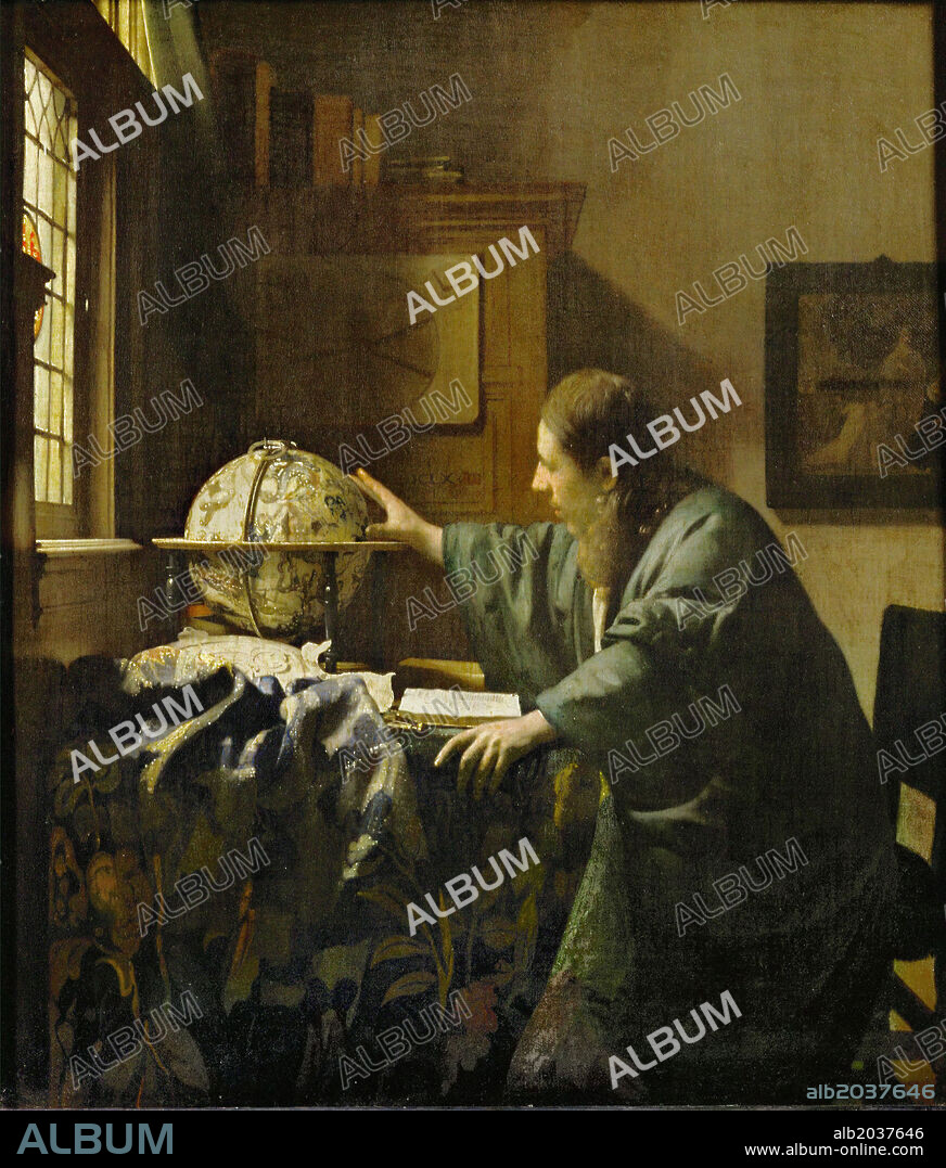JAN VERMEER. Johannes Vermeer / 'The Astronomer', c. 1668, Oil on canvas, 51 x 45 cm.