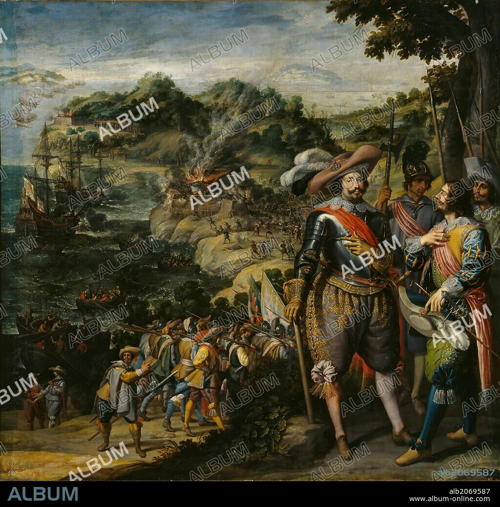 FÉLIX CASTELLO. Félix Castello / 'The Recapture of the Island of San Cristobal', 1634, Spanish School, Oil on canvas, 297 cm x 311 cm, P00654.